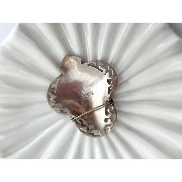 Siam Sterling Niello Makkalah Goddess of Lightening Black Enamel Vintage Brooch - Picture 8 of 10